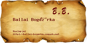 Ballai Bogárka névjegykártya